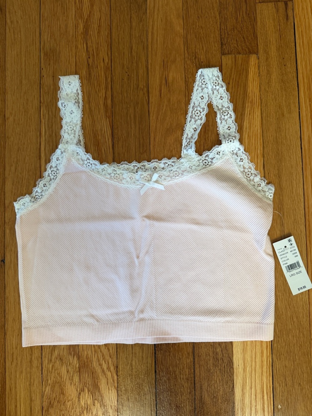 NWT PacSun Contour Pink Lace Trim Tank Top Size L Soft Stretch Cami